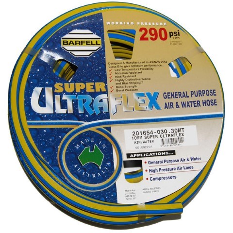 BARFELL AIR HOSE SUPER ULTRAFLEX 10MM X 20M COMPLETE WITH COUPLERS